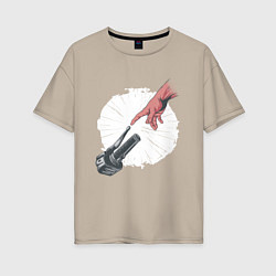Женская футболка оверсайз Сотворение Адама - Мотоцикл