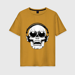 Женская футболка оверсайз Skull Music lover
