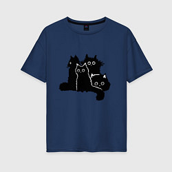Женская футболка оверсайз Мохнатые Коты