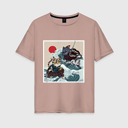 Женская футболка оверсайз Битва японских котов Z