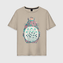 Женская футболка оверсайз Flower Totoro