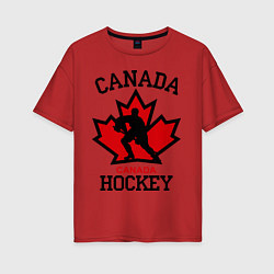 Футболка оверсайз женская Canada Hockey, цвет: красный