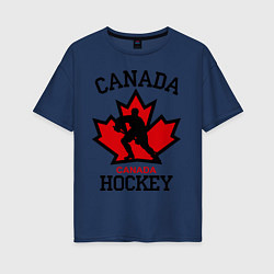 Футболка оверсайз женская Canada Hockey, цвет: тёмно-синий