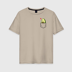 Женская футболка оверсайз Авокадо в кармане
