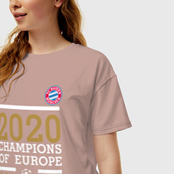 Футболка оверсайз женская FC Bayern Munchen Champions of Europe 2020, цвет: пыльно-розовый — фото 2