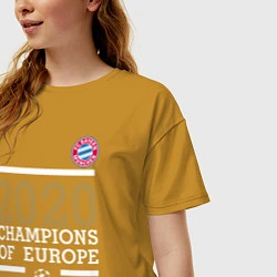 Футболка оверсайз женская FC Bayern Munchen Champions of Europe 2020, цвет: горчичный — фото 2