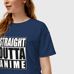 Футболка оверсайз женская Straight Outta Anime, цвет: тёмно-синий — фото 2