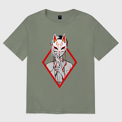 Женская футболка оверсайз Женщина в маске