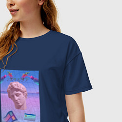 Футболка оверсайз женская Vaporwave 15, цвет: тёмно-синий — фото 2