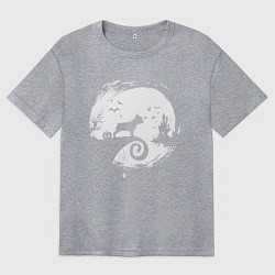 Футболка оверсайз женская Полнолуние Французский бульдог, цвет: меланж