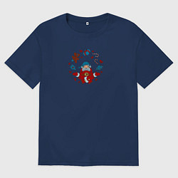 Футболка оверсайз женская Pastafarian Santa, цвет: тёмно-синий