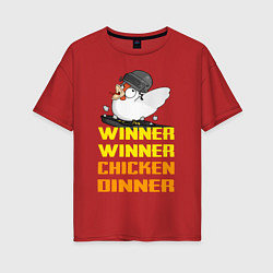 Футболка оверсайз женская PUBG Winner Chicken Dinner, цвет: красный