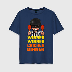 Футболка оверсайз женская PUBG Winner Chicken Dinner, цвет: тёмно-синий