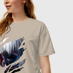 Футболка оверсайз женская Кен Канеки, цвет: миндальный — фото 2