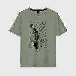 Женская футболка оверсайз Polygonal deer