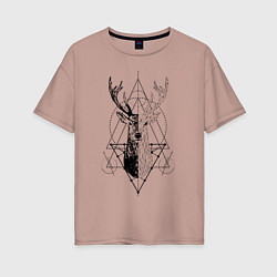 Женская футболка оверсайз Polygonal deer