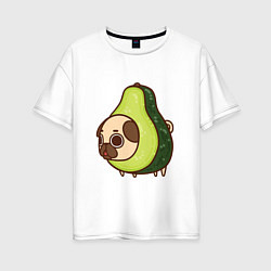 Женская футболка оверсайз Мопс-авокадо