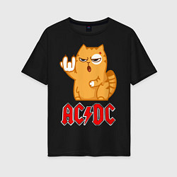 Женская футболка оверсайз ACDC rock cat