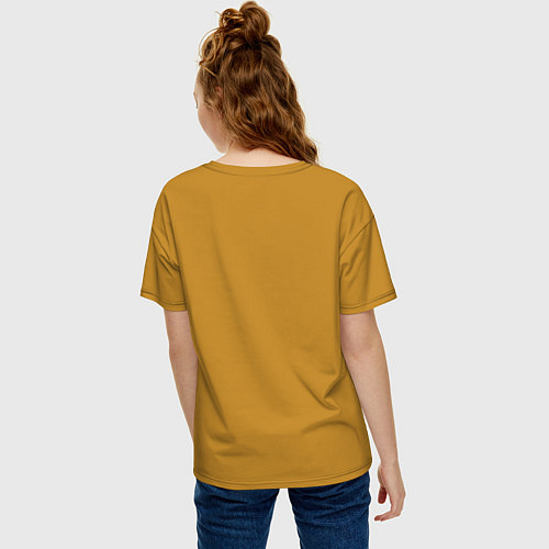Женская футболка оверсайз Пришелец с планеты Пицца / Горчичный – фото 4