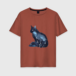 Женская футболка оверсайз Космический кот