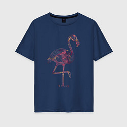 Футболка оверсайз женская Узорчатый фламинго, цвет: тёмно-синий
