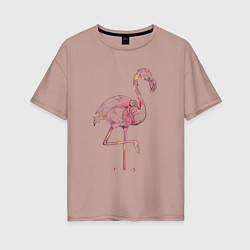 Женская футболка оверсайз Узорчатый фламинго