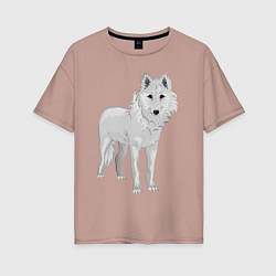 Женская футболка оверсайз Белый волк
