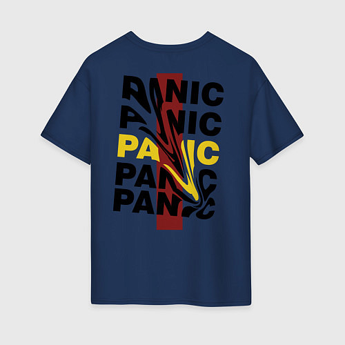 Женская футболка оверсайз PANIC / Тёмно-синий – фото 2