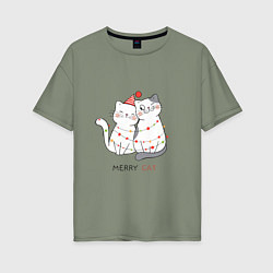 Женская футболка оверсайз Merry Cat