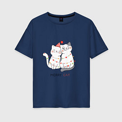 Женская футболка оверсайз Merry Cat