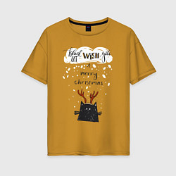 Женская футболка оверсайз Рождественский кот
