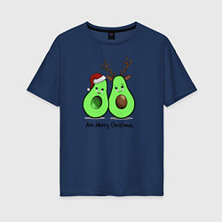 Женская футболка оверсайз Новогодний авокадо