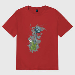 Женская футболка оверсайз Гитара с розами