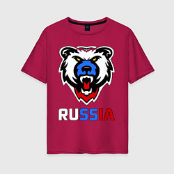 Футболка оверсайз женская Русский медведь, цвет: маджента