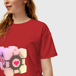 Футболка оверсайз женская Companion Cube, цвет: красный — фото 2