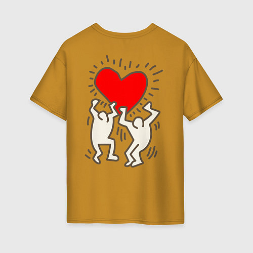Женская футболка оверсайз Heart / Горчичный – фото 2
