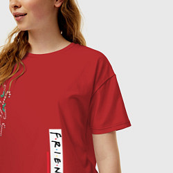 Футболка оверсайз женская Друзья логотип с конфетами, цвет: красный — фото 2