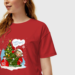 Футболка оверсайз женская Happy New Year!, цвет: красный — фото 2