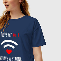 Футболка оверсайз женская I Love My WiFi, цвет: тёмно-синий — фото 2