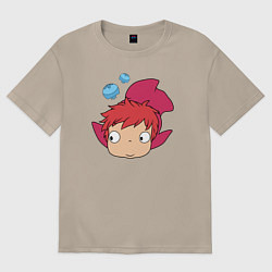 Женская футболка оверсайз Рыбка Поньо на утесе