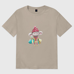 Женская футболка оверсайз Мышка с подарками