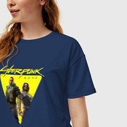 Футболка оверсайз женская Cyberpunk 2077, цвет: тёмно-синий — фото 2