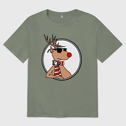 Женская футболка оверсайз Олень Хипстер