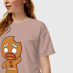 Футболка оверсайз женская Рождественский Пряник, цвет: пыльно-розовый — фото 2