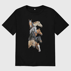 Женская футболка оверсайз Лошади