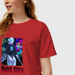 Футболка оверсайз женская Night City Nier: automata, цвет: красный — фото 2