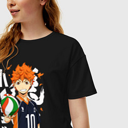 Футболка оверсайз женская ВОЛЕЙБОЛ!! HAIKYUU!!, цвет: черный — фото 2