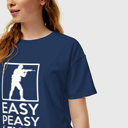 Футболка оверсайз женская Изи пизи лемон сквизи CS GO, цвет: тёмно-синий — фото 2
