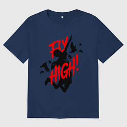 Футболка оверсайз женская FLY HIGH! ВОЛЕЙБОЛ, цвет: тёмно-синий