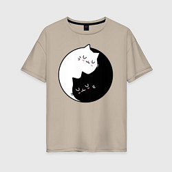 Женская футболка оверсайз Yin and Yang cats